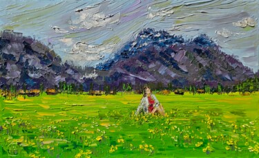 Картина под названием "Dandelion field nea…" - Сергей Гонтаровский (Serhii Hontarovskyi), Подлинное произведение искусства,…