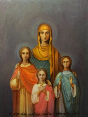 Pintura intitulada "Икона св. муч. Веры…" por Valerii Semenikhin, Obras de arte originais, Óleo