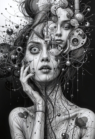 数字艺术 标题为“Chairs Mécaniques_1…” 由Frederic Racaud, 原创艺术品, AI生成的图像