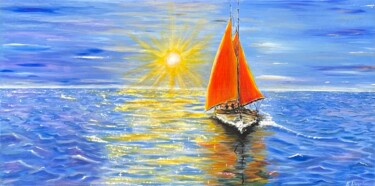 "Sous le vent doré" başlıklı Tablo Karima Dugrichilova tarafından, Orijinal sanat, Akrilik Ahşap Sedye çerçevesi üzerine mon…