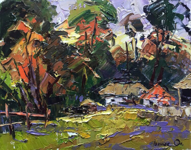 Schilderij getiteld "Sun Goes Down" door Oleksiy Ivanyuk, Origineel Kunstwerk, Olie Gemonteerd op Frame voor houten brancard