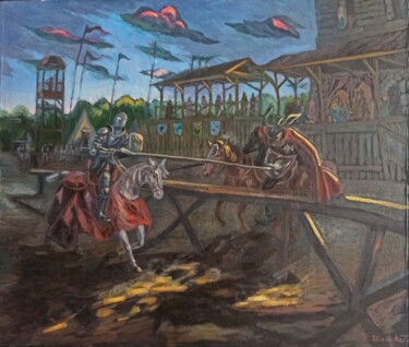 Knight's tournament 绘画 标题为“Knight's tournament” 由Shaliko Saghatelyan, 原创艺术品, 油 安装在木板上