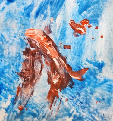 Ζωγραφική με τίτλο "Fishy impressions -…" από Milto Sideris, Αυθεντικά έργα τέχνης, Ακρυλικό