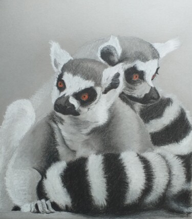 Drawing titled "Friends for Life" by Daniel Devon, Original Artwork, Charcoal