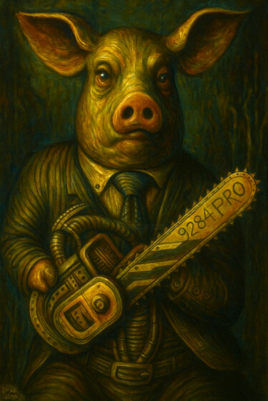 绘画 标题为“Pig Surprise” 由Spencer Derry, 原创艺术品, AI生成的图像