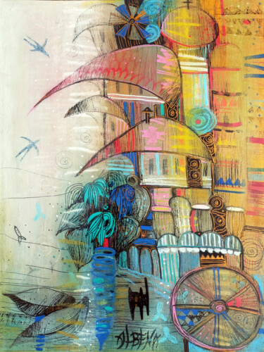 Summertime 30x40 Painting titled "Summertime 30x40" by Albena Vatcheva, Original Artwork, Oil Mounted on Wood Stretcher frame