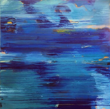 Peinture intitulée "Bleu IX" par Pascal Buffard, Œuvre d'art originale, Huile Monté sur Châssis en bois