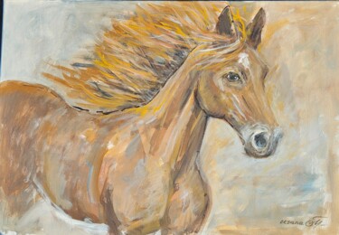 Schilderij getiteld "Das Pferd Acrylbild…" door Oksana Halupczok, Origineel Kunstwerk, Acryl