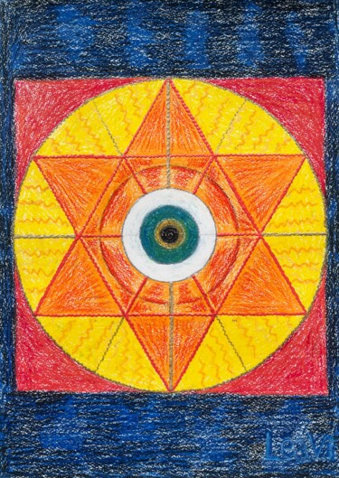 The Eye of Consciousness in the Matrix of Space-Time-Being Schilderij getiteld "The Eye of Consciou…" door Léa Vi, Origineel Kunstwerk, Pastel