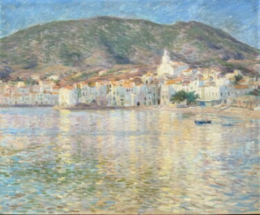 Malarstwo zatytułowany „Cadaqués en calma” autorstwa Ramón Pichot Soler, Oryginalna praca, Olej Zamontowany na Drewniana ram…