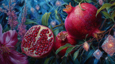 Цифровое искусство под названием "Pomegranate Dreams" - Asnat Unnger, Подлинное произведение искусства, Струйный