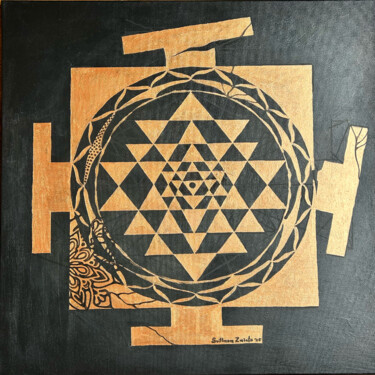 The Golden Shri Yantra Gate Schilderij getiteld "The Golden Shri Yan…" door Svitlana Zaiets, Origineel Kunstwerk, Acryl Gemonteerd op Frame voor houten…