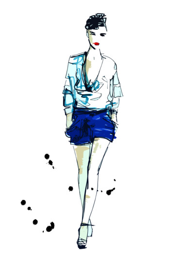 Catwalk Vibes Tekening getiteld "Catwalk Vibes" door Cyanlimo, Origineel Kunstwerk, Inkt