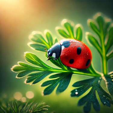 Painting titled "ladybug" by Maria Cristina Verona, Original Artwork, AI generated image Mounted on Other rigid panel