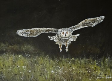 Pittura intitolato "Fliegende Uhu ( Eul…" da Oksana Halupczok, Opera d'arte originale, Acrilico