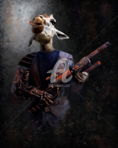 Digital Arts titled "Steampunk Jerry" by Kay Evison, Original Artwork, Digital Painting