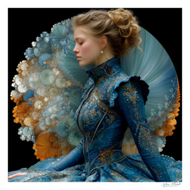 Blue Lady with Fractal Corolla 数字艺术 标题为“Blue Lady with Frac…” 由Antoni Albalat Salanova, 原创艺术品, 数字油画