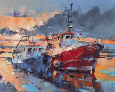 GOLDEN SUNSET Schilderij getiteld "GOLDEN SUNSET" door Volodymyr Glukhomanyuk, Origineel Kunstwerk, Olie