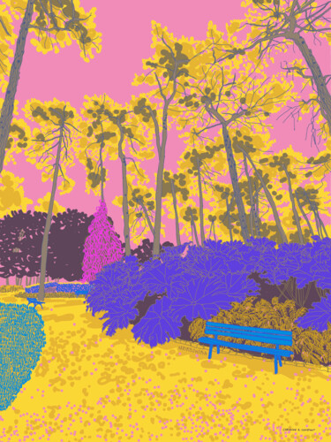 Arte digitale intitolato "Parc Floral #01" da Caroline A. Constant, Opera d'arte originale, Lavoro digitale 2D