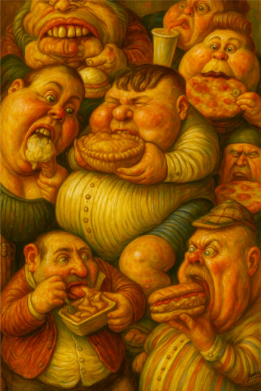 绘画 标题为“Fast Food Eaters” 由Spencer Derry, 原创艺术品, AI生成的图像