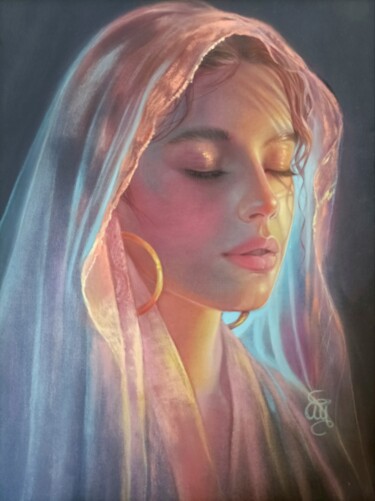 Pittura intitolato ""Sodade"" da Christine Mergnat, Opera d'arte originale, Pastello