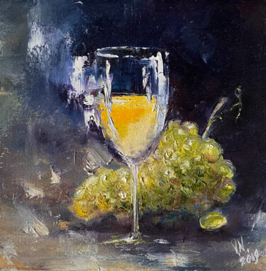Wine and grapes 2 Ζωγραφική με τίτλο "Wine and grapes 2" από Volodymyr Nezdiimynoha, Αυθεντικά έργα τέχνης, Λάδι Τοποθετήθηκε στο Ξύλινο φορεί…