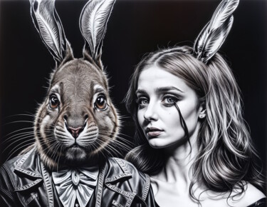 Digitale Kunst getiteld "Alice #2" door Frederic Racaud, Origineel Kunstwerk, AI gegenereerde afbeelding