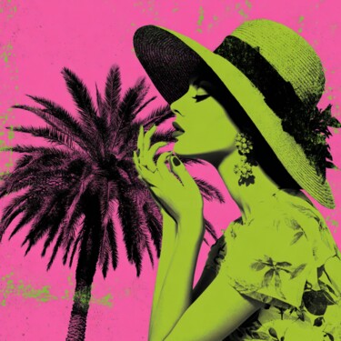 Pittura intitolato "PALM TREE WOMAN IN…" da Claudia Sauter (Poptonicart), Opera d'arte originale, Acrilico
