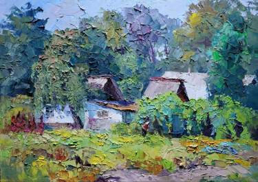 Green Paradise Schilderij getiteld "Green Paradise" door Boris Serdyuk, Origineel Kunstwerk, Olie Gemonteerd op Frame voor houten brancard
