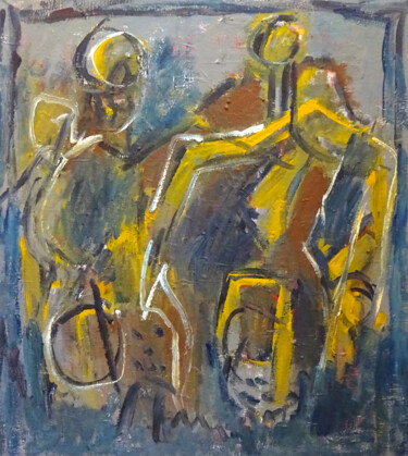 绘画 标题为“Composition 7029” 由Engelina Zandstra, 原创艺术品, 丙烯 安装在木质担架架上