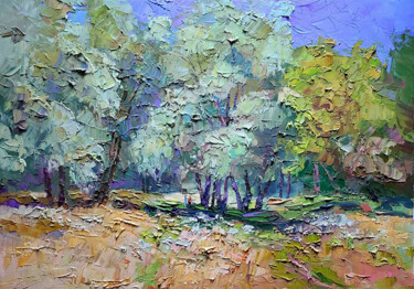 Pittura intitolato "Between the Willows" da Boris Serdyuk, Opera d'arte originale, Olio Montato su Telaio per barella in leg…
