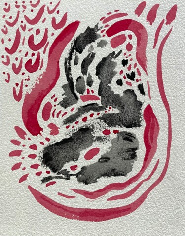 unfolding iv - black and red abstract Disegno intitolato "unfolding iv - blac…" da Lya Helia, Opera d'arte originale, Inchiostro