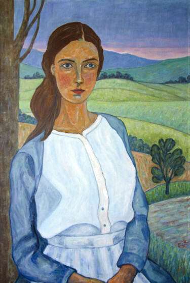 An evening in July Pintura intitulada "An evening in July" por Alexander Galyatsky, Obras de arte originais, Óleo Montado em Armação em madeira