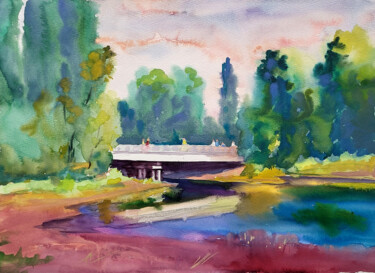 "Near the Bridge" başlıklı Tablo Boris Serdyuk tarafından, Orijinal sanat, Suluboya Karton üzerine monte edilmiş