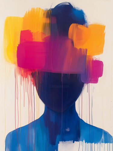 Giclée Print on Canvas Abstract Silhouette with Orange Peinture intitulée "Giclée Print on Can…" par Tatiana Taner, Œuvre d'art originale, Acrylique Monté sur Châssis en bois