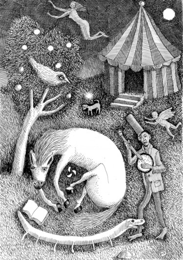 Dibujo titulada "Chirgwin" por Miguel Rojas, Obra de arte original, Tinta