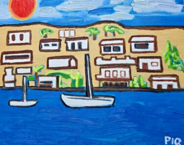 Pittura intitolato "LITTORAL" da Gilles Piquereau, Opera d'arte originale, Olio Montato su Telaio per barella in legno