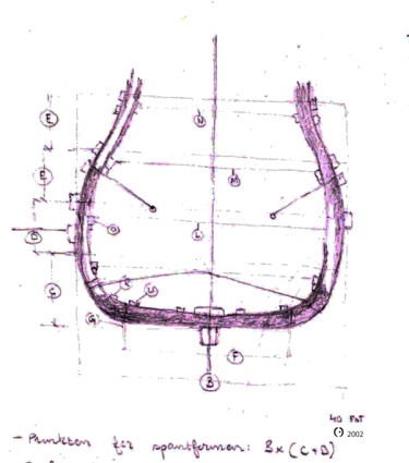 「Ship's Frame Drawing」というタイトルの描画 Christian Envallによって, オリジナルのアートワーク, 鉛筆