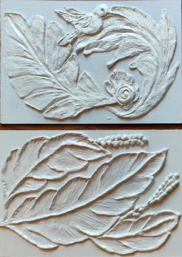 Sculpture intitulée "Tropical garden, co…" par Evgenia Yunak, Œuvre d'art originale, Acrylique Monté sur Carton
