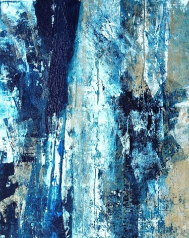 Schilderij getiteld "Abstract bleu et bl…" door Myriam Carbonnier, Origineel Kunstwerk, Acryl Gemonteerd op Frame voor houte…