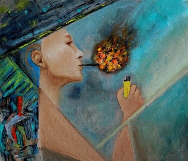expressionist original painting on canvas Painting titled "expressionist origi…" by Julia Ozerova, Original Artwork, Oil Mounted on Wood Stretcher frame