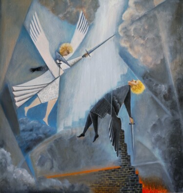 angels painting oil on canvas original artwork by artist Schilderij getiteld "angels painting oil…" door Julia Ozerova, Origineel Kunstwerk, Olie