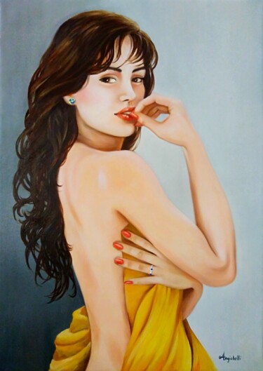Pittura intitolato "Smile" da Anna Rita Angiolelli, Opera d'arte originale, Olio Montato su Telaio per barella in legno