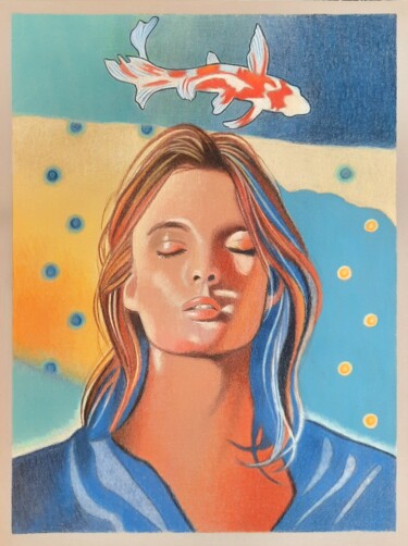 Tekening getiteld "Let it Flow" door Lauragreenart, Origineel Kunstwerk, Pastel