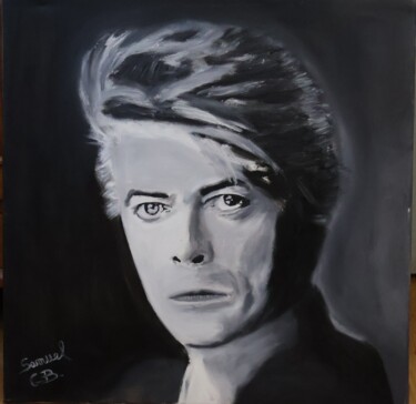 Schilderij getiteld "Starman  Hommage à…" door Y-Koun, Origineel Kunstwerk, Olie Gemonteerd op Frame voor houten brancard