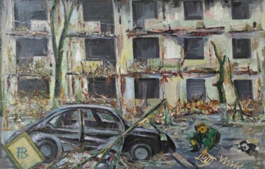 Картина под названием "Patio de Kyiv" - Nardus, Подлинное произведение искусства, Масло