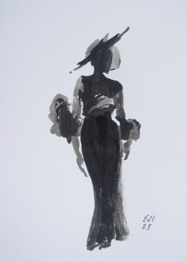 Silhouette Ink Paper 6x8 inches Painting titled "Silhouette Ink Pape…" by Elena Ivanova, Original Artwork, Ink