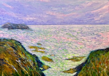Painting titled "Scogliere" by Cesare Papiccio, Original Artwork, Acrylic Mounted on Wood Stretcher frame