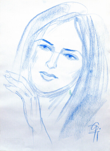 Tekening getiteld "Portraitskizze in B…" door Götz Wiedenroth, Origineel Kunstwerk, Was
