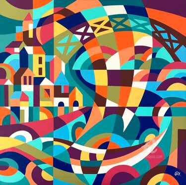 RIBEIRA I Pittura intitolato "RIBEIRA I" da Maguy Vaz (50nuancesdemarguerite), Opera d'arte originale, Acrilico Montato su Telaio per…